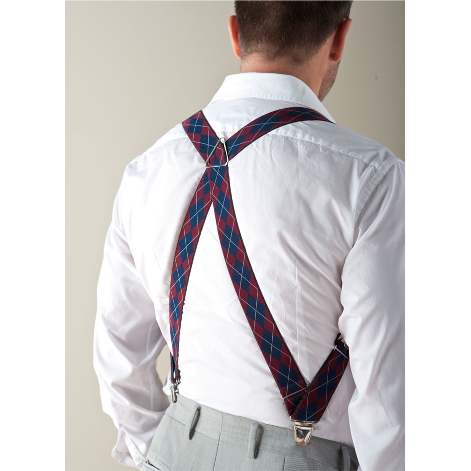 Bretelles Biclip Homme Jacquard Marine 140cm