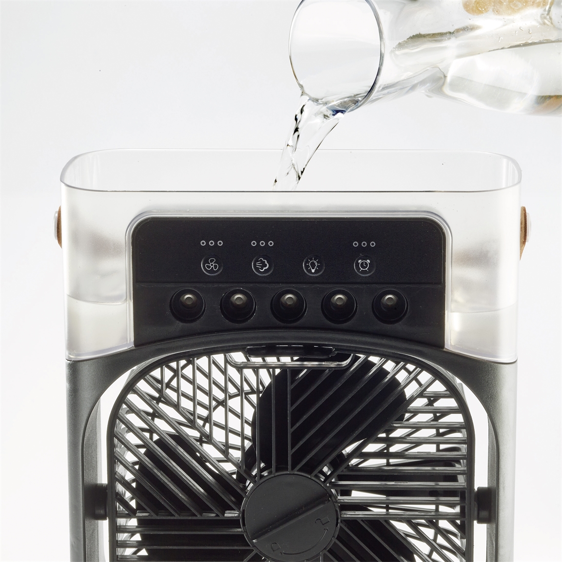 Decdeal Ventilateur brumisateur portable avec seau de 6 L, lumière LED Decdeal Ventilateur brumisateur portable avec seau de 6 L, lumière LED
