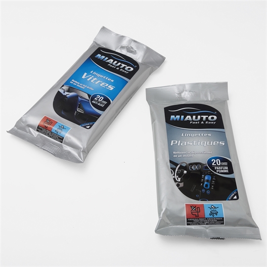 20 lingettes nettoyantes vitres ou plastiques